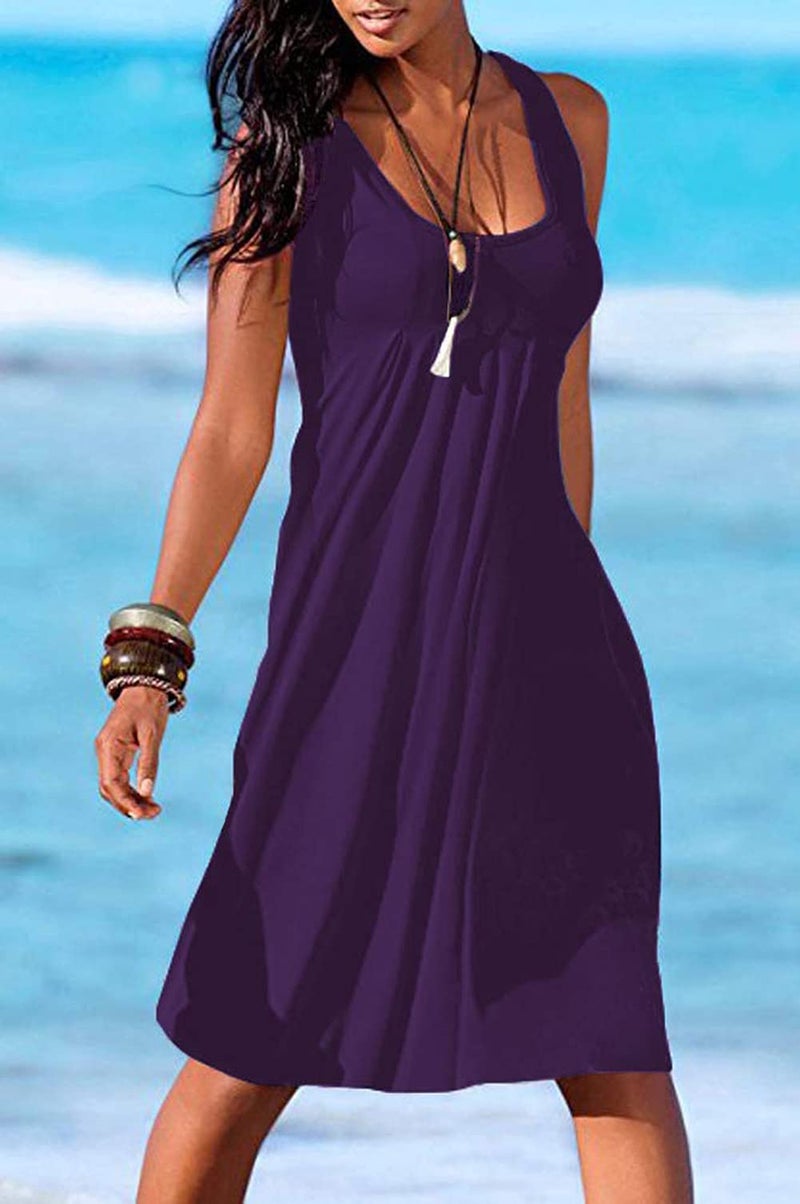 Camisunny Cute Casual Loose Tank Dress for Women Fashion 2025 Beach Bikini Swimsuit Cover Ups Size XXL - Image 2
